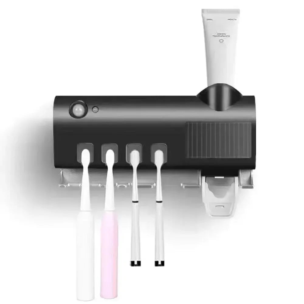 UV toothbrush sanitiser with toothpaste dispenser