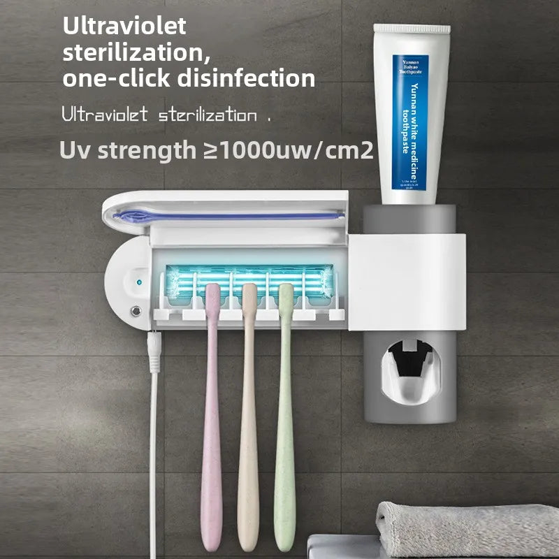 UV toothbrush sanitiser with toothpaste dispenser